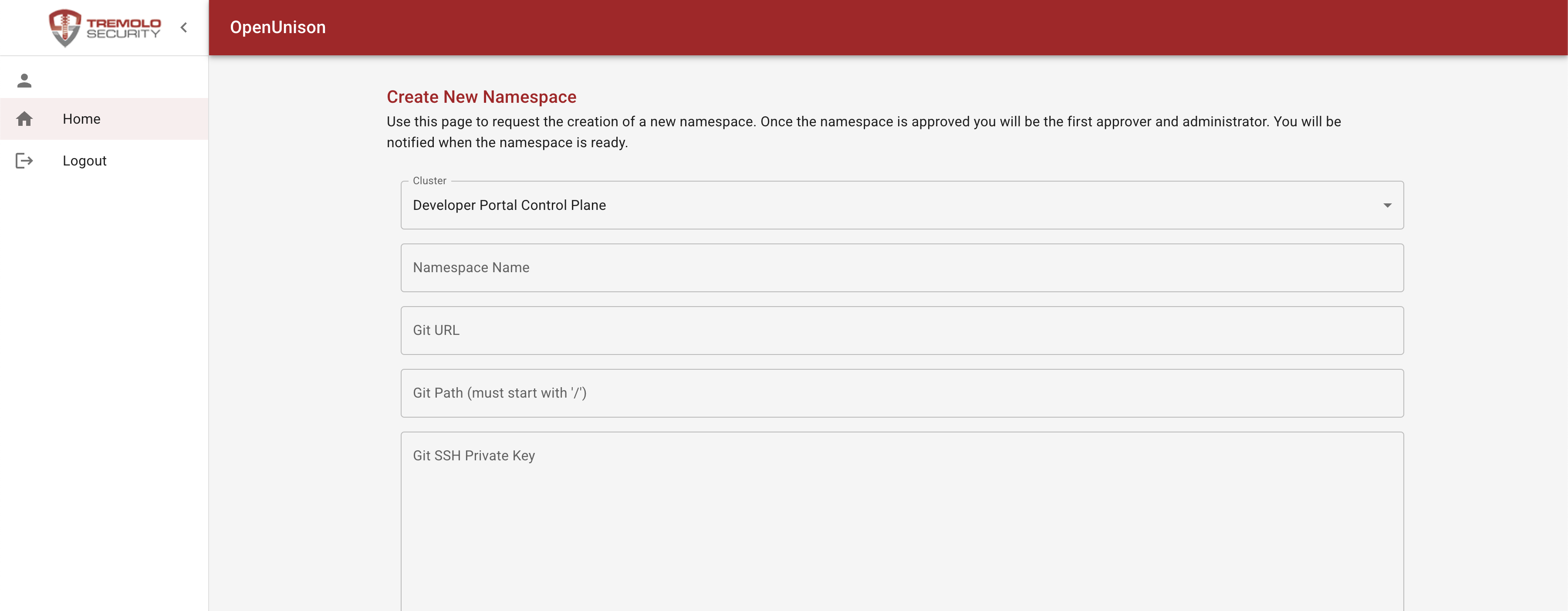 New Namespace with Git Enabled