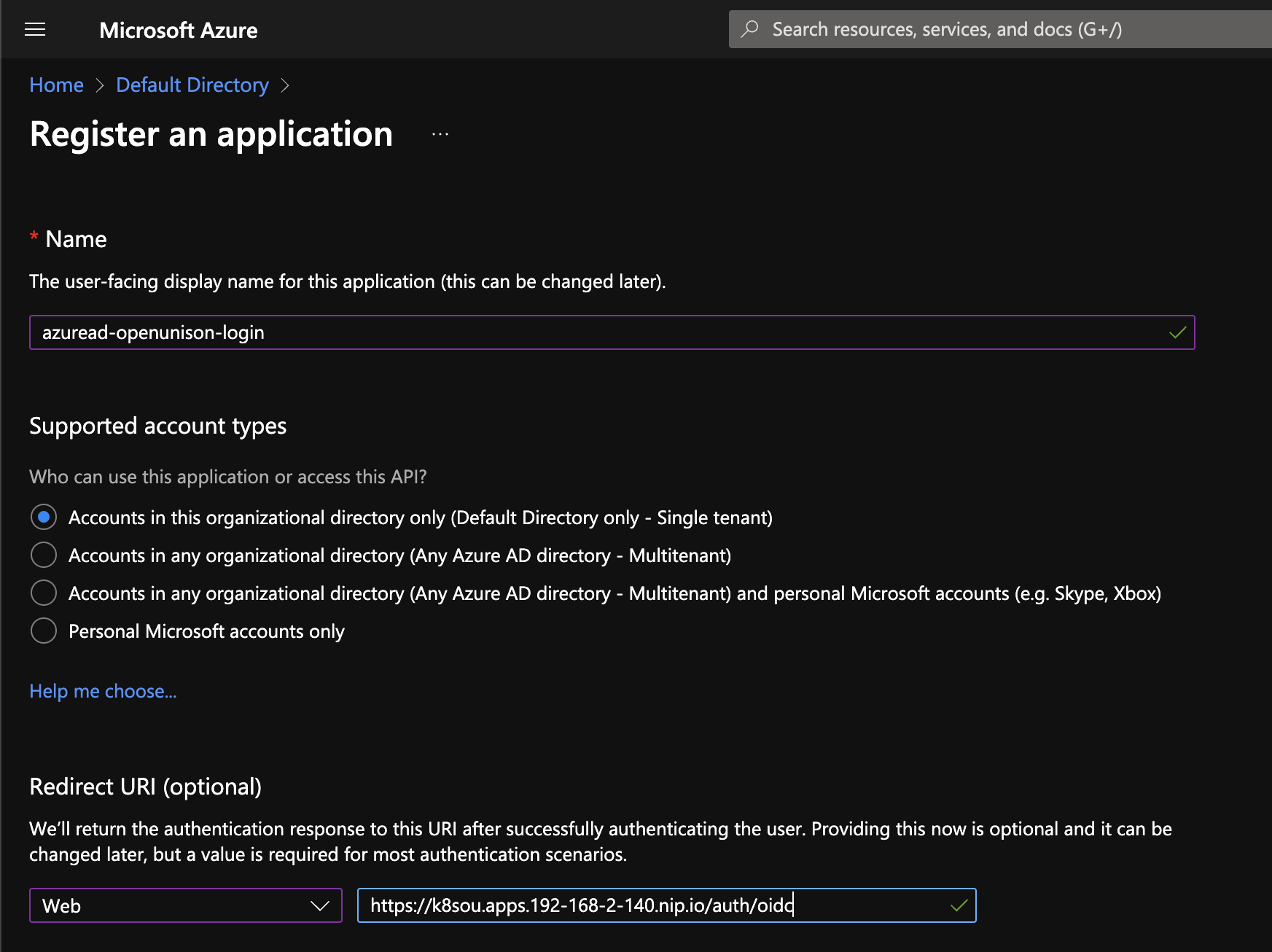 AzureAD Application Registration