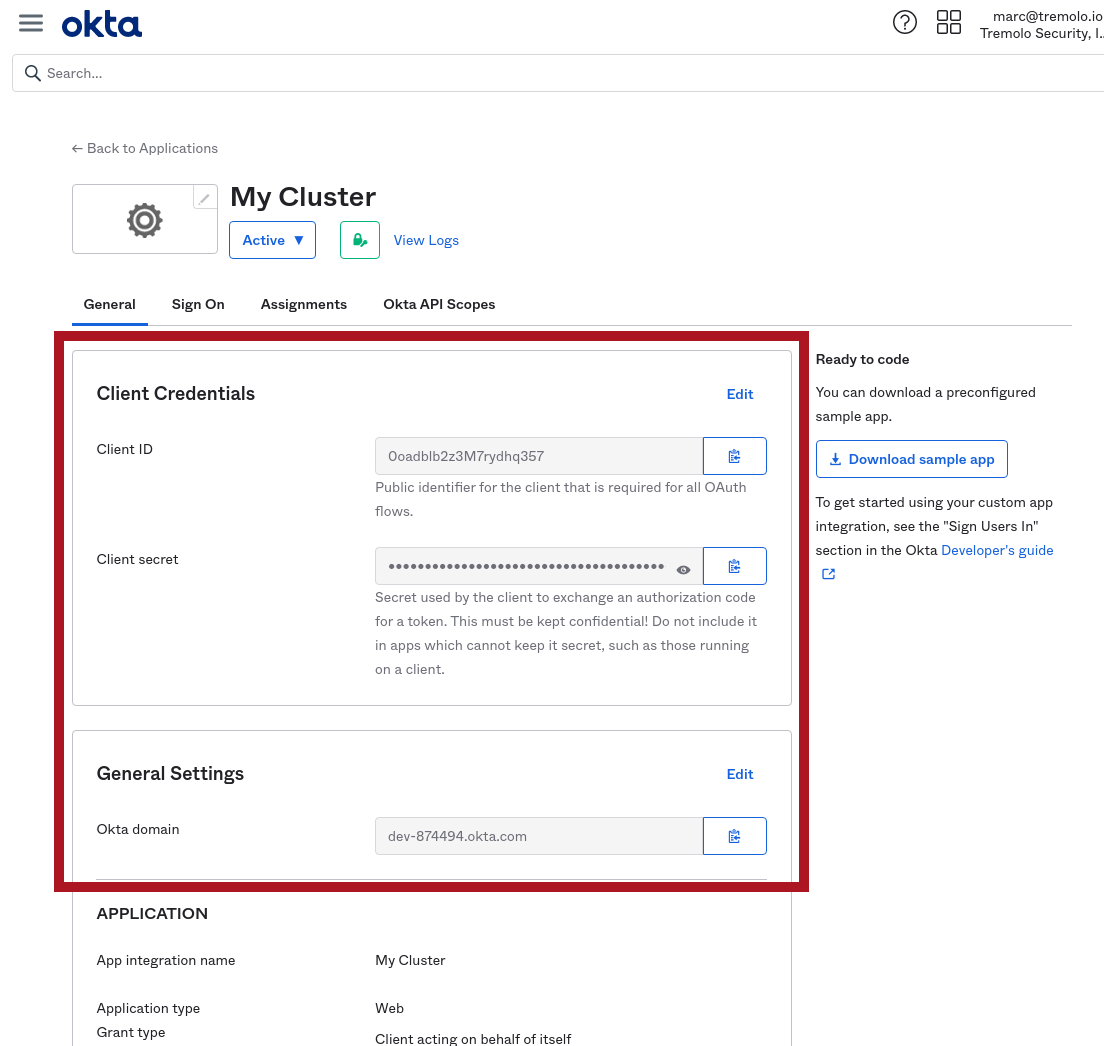 Okta Application 