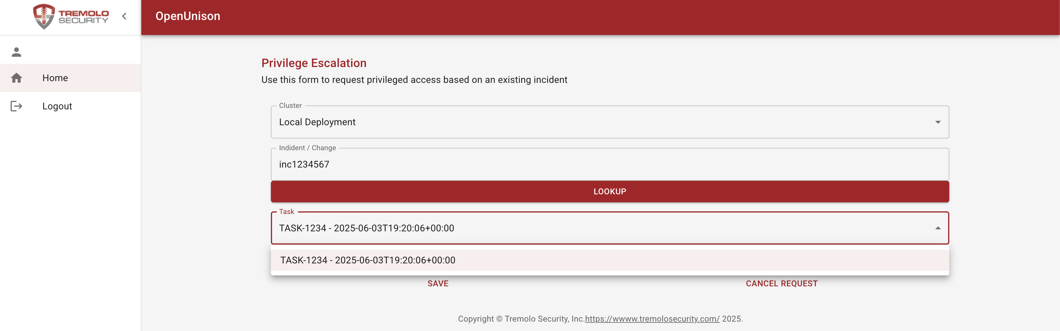 Integrated authorization privileged access form
