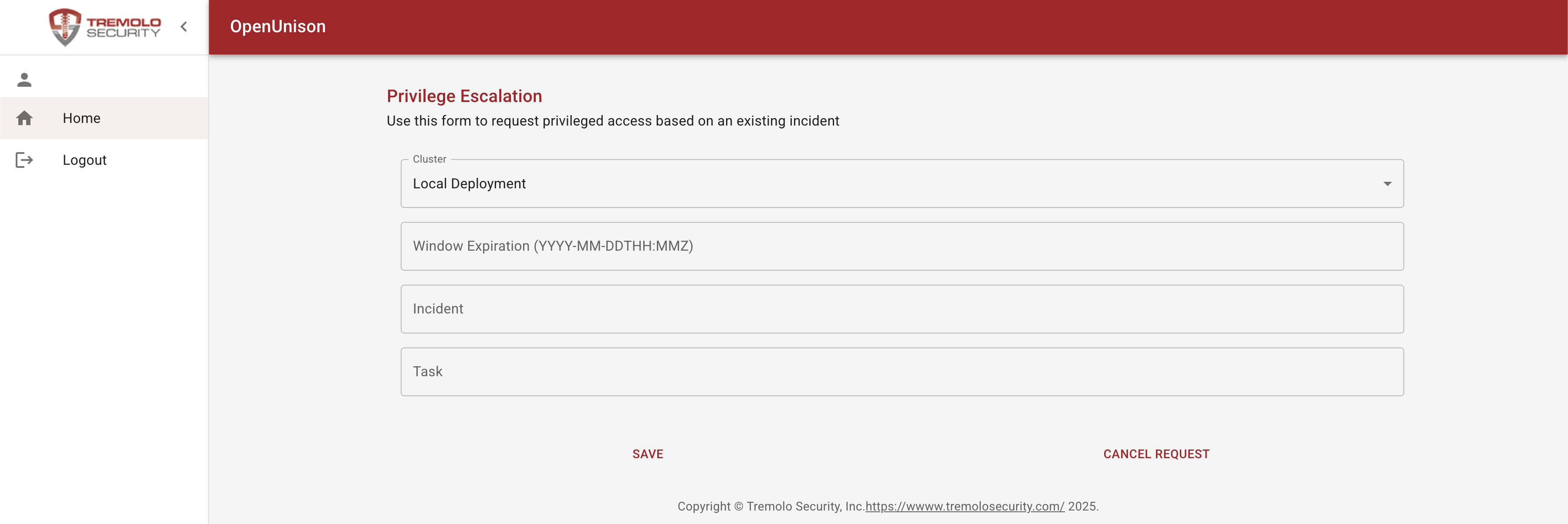 Manual authorization privileged access form